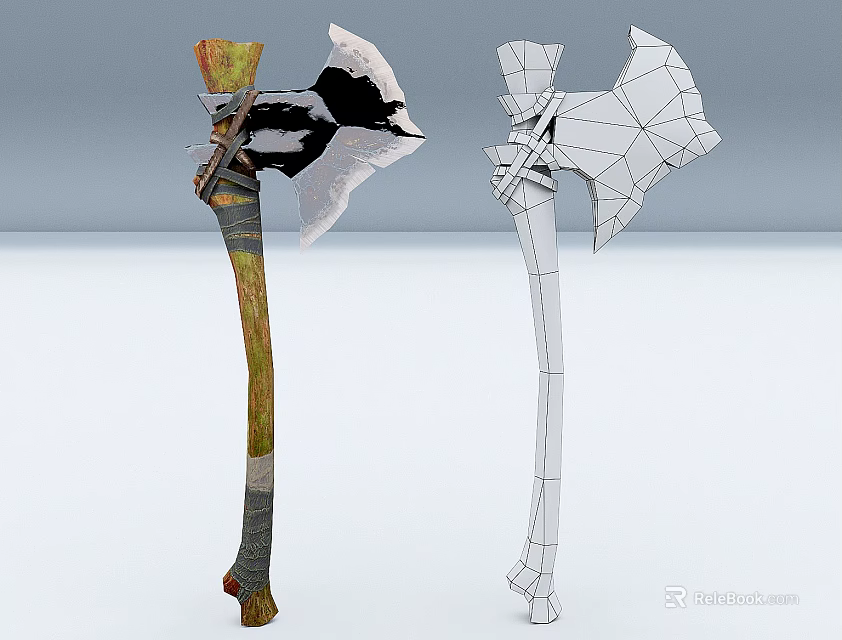 3D Axe Models Textured And Wireframe Versions With Detailed Design 3d model