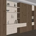 Modern Wooden Bookshelf With Open Shelves Books Decorative Items And Drawers