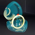 Elegant Open Blue Jewelry Box With Shiny Gold Ring And Red Gemstone