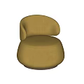 Modern Beige Rounded Single Sofa With Soft Upholstered Fabric Design 3d model