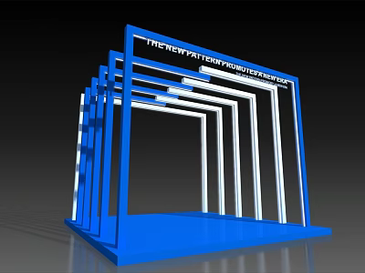 Modern Blue Event Entrance Gate With Multiple Frames Platform And Lighting 3d model