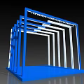 Modern Blue Event Entrance Gate With Multiple Frames Platform And Lighting 3d model