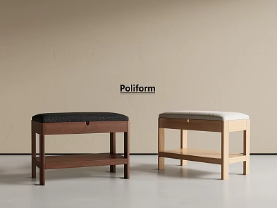 Poliform Wooden Stools With Dark And Light Upholstered Seats In Minimalist Style 3d model