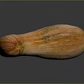 Curved Orange Pumpkin With Textured Skin On Dark Reflective Surface
