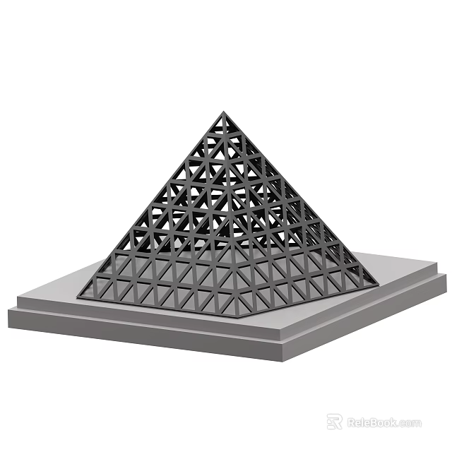 Classic European Architecture With Intricate Pyramidal Grid Structure And Base Platform 3d model 