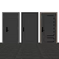 Three Modern Dark Gray Security Doors With Different Panel Designs And Details 3d model