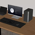 Modern Home Office Setup With Laptop Desktop Monitor Tower Keyboard And Mouse On Wooden Desk