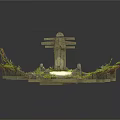 Ancient Stone Platform With Moss Covered Slabs And Central Totem Structure 3d model