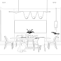Elegant Modern Restaurant Interior Design With Green Plant Wall Dining Table And Pendant Lights