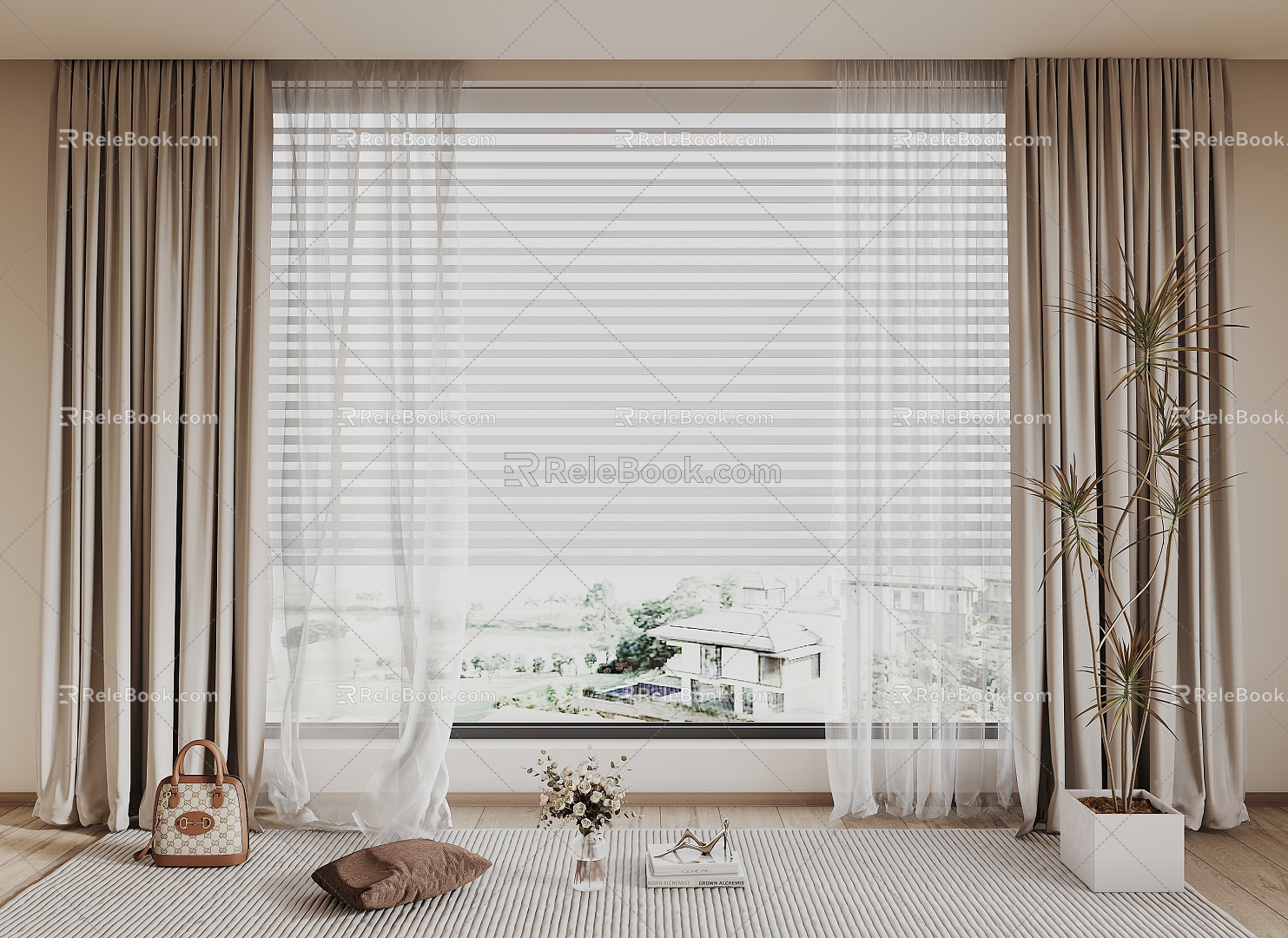 Modern Curtain Fabric Curtain 3d model