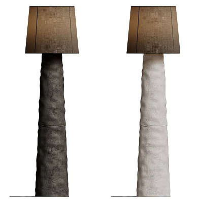 Modern Floor Lamps with Textured Base and Fabric Shade in Black and White 3d model