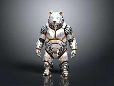 Futuristic Mechanical Bear 3D Model With Armored Body And Metallic Texture 3d model