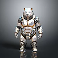 Futuristic Mechanical Bear 3D Model With Armored Body And Metallic Texture