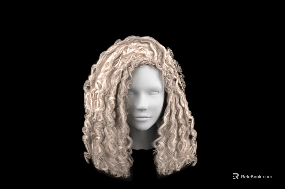 Realistic Human Head Model With Natural Blonde Curly Hair Texture 3d model 
