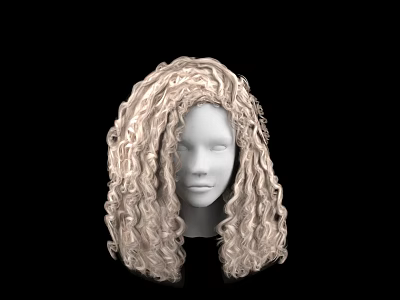 Realistic Human Head Model With Natural Blonde Curly Hair Texture 3d model