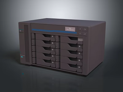 Black High Capacity Network Storage Server With Multiple Drive Bays And Front Panel 3d model