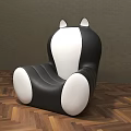 Cute Black And White Cat Shaped Kids Chair With Rounded Design And Ears