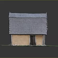 Traditional Thatched Roof Building Model With Mud Walls Small Entrance And Green Grassy Base