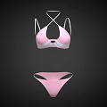Women's Pink Bikini Set With Crisscross Straps And White Trim Details