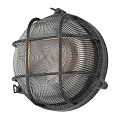 Industrial Style Wall Light With Black Metal Grid And Clear Glass Shade