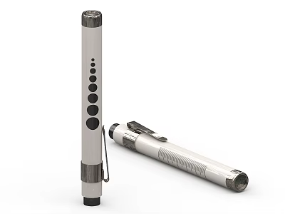 Silver Pen Shaped Handheld Daily Electrical Appliances With One Upright And One Lying Flat 3d model