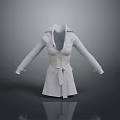 White Trench Coat With Long Sleeves Lapel Collar And Waist Belt 3D Model Fashion Design