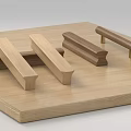 Wooden Cabinet Handles Featuring Various Styles And Metal Accents On Wooden Platform