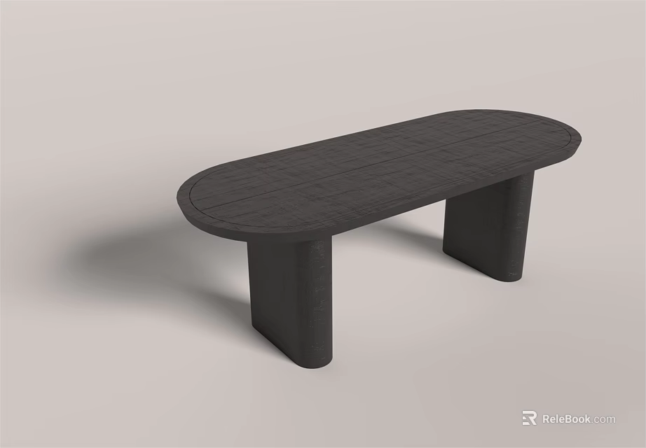 Modern Black Coffee Table With Oval Top And Cylindrical Legs Design 3d model 