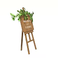 Easel Style Wooden Signboard with MAISON DE FLEURS Lettering and Green Leafy Plants