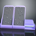 Modern Purple Storage Cabinet Rack With Double Gray Panels And Water Drop Decorations