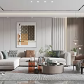 Modern Living Room Interior With White L shaped Sofa Wall Art And Accent Chair