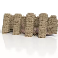 Ancient Stone Wall 3D Model With Rough Textured Segments For Architectural Design