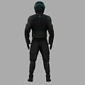 Man Wearing Green And Black Protective Suit With Full Face Helmet