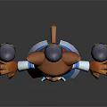 Cartoon Cat In Blue And White Striped Coat Juggling Yellow And Black Striped Balls