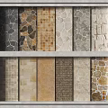 Various Textured Wall Panel Design Collection With Stone Tile And Mosaic Samples 3d model