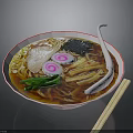 Traditional Ramen Bowl With Sliced Pork Fish Cake Green Onions And Wooden Chopsticks