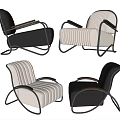 Modern Single Sofa Design With Black And Beige Leather Upholstery And Metal Frame