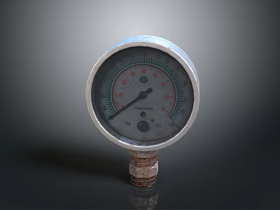 Industrial Pressure Gauge With Metal Case Dial Scale Pointer And Connection Fitting 3d model