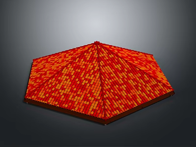 Detailed Octagonal Roof Structure With Red And Orange Tile Design 3d model