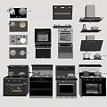 Different Types of Modern Kitchen Appliances Including Stoves Ovens and Range Hoods