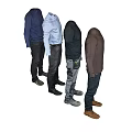 Various Styles Men's Clothes With Tops Pants And Shoes On Mannequins