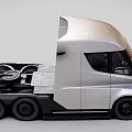 Modern Sleek Silver Electric Truck Exterior Design With Large Windows And Multiple Wheels 3d model
