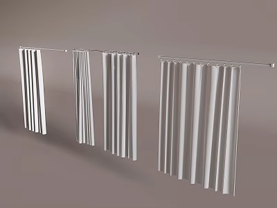 Modern Bathroom Accessories Stainless Steel Shower Curtain Rods With Sleek White Curtains 3d model