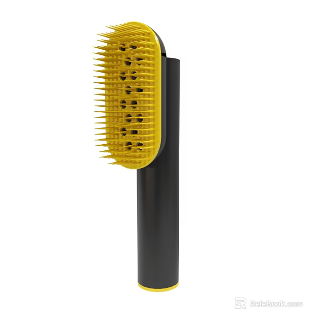Stylish Yellow Bristle Hair Brush With Black Handle Modern Design 3d model 
