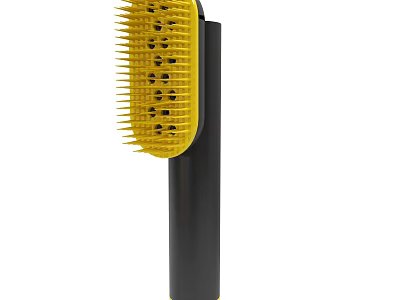Stylish Yellow Bristle Hair Brush With Black Handle Modern Design 3d model