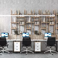 Modern office desk and chair office computer desk and chair combination 3d model