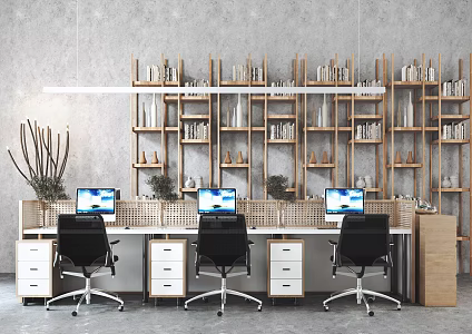 Modern office desk and chair office computer desk and chair combination 3d model