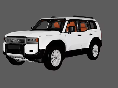 Toyota White Off Road SUV With Roof Rack Distinctive Grille And Orange Seats 3d model