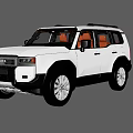 Toyota White Off Road SUV With Roof Rack Distinctive Grille And Orange Seats
