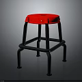 Red Padded Bar Stool With Black Metal Frame For Modern Home Use